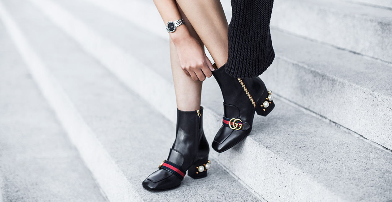 Shoe Alert: Gucci Peyton Pearly-Heel Ankle Boot