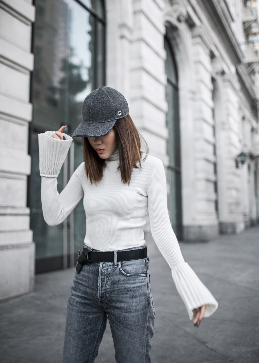 Gucci hat, Storets, Pleated sleeve, Agolde, Kendall and Kylie booties