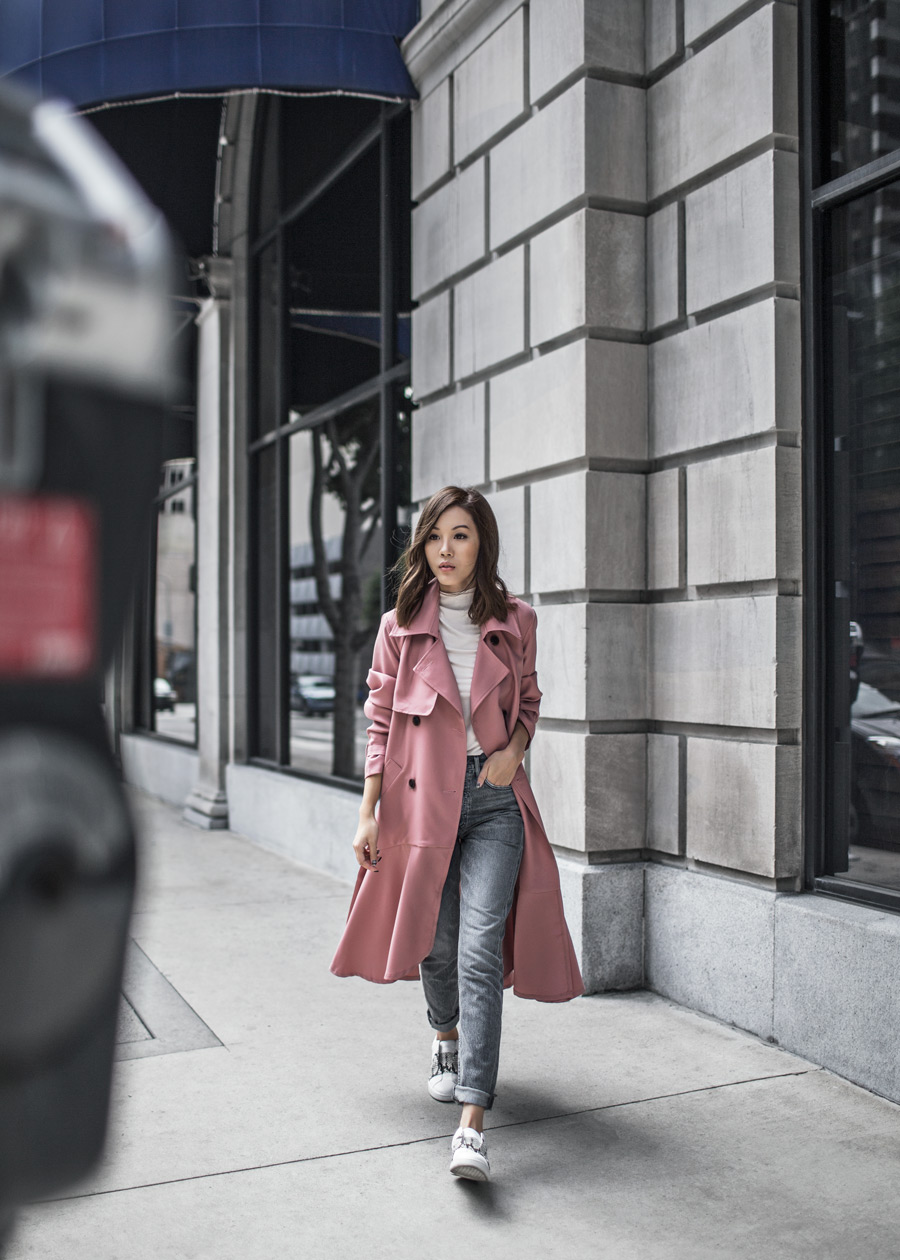 Storets, Pink Trench Coat, High Rise Mom Jeans, H&M, Agolde, Vince